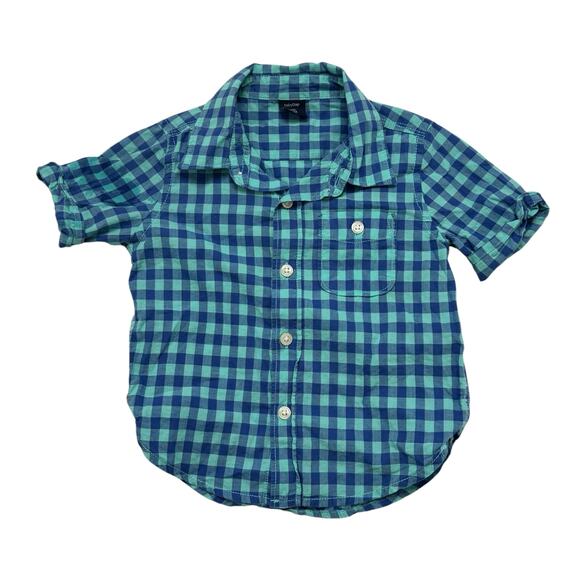 BABY GAP Plaid Button Up Shirt Lot 18-24 Months Blue Green Red Cotton Boys - Picture 6 of 9